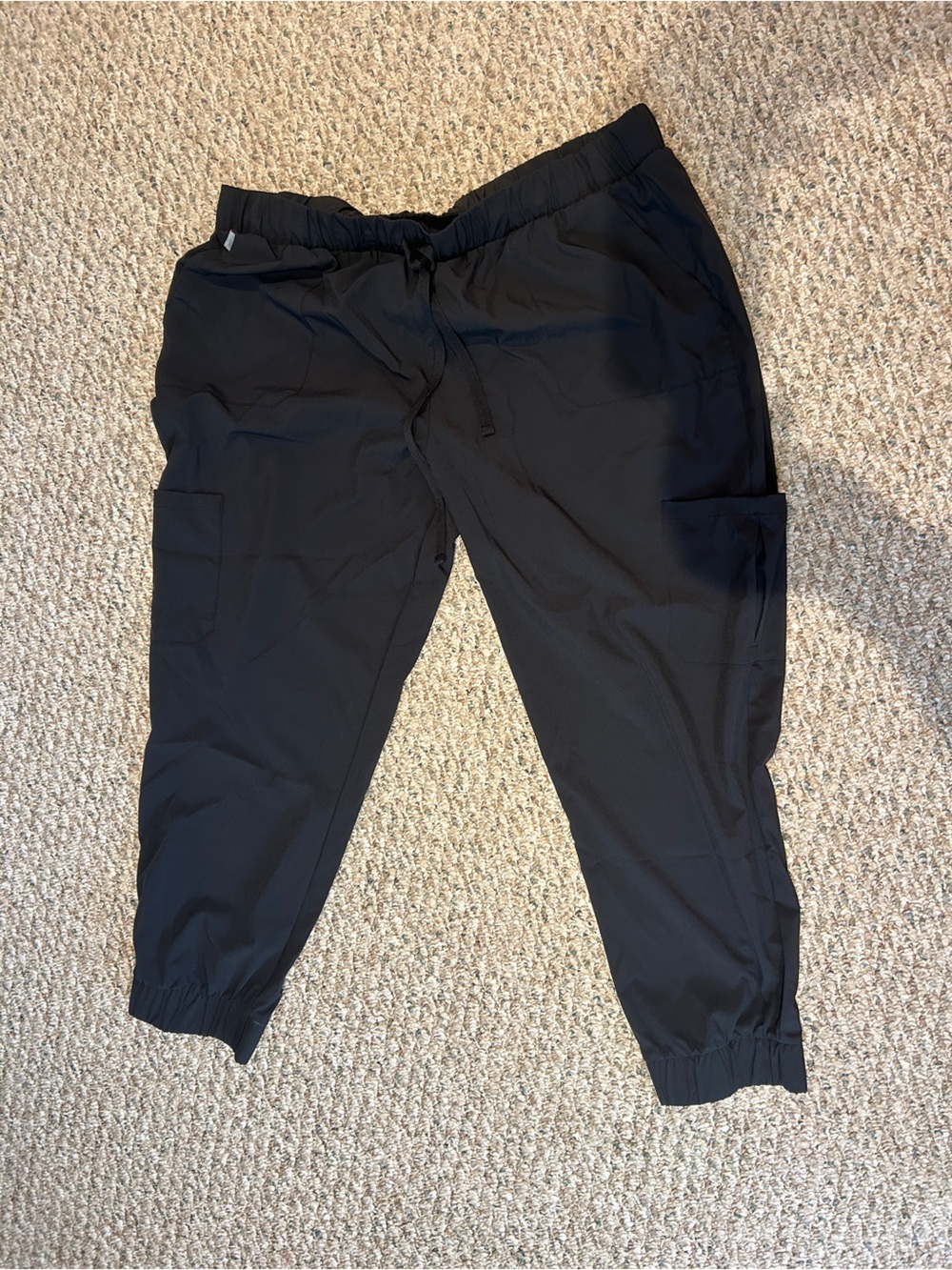 Hanes Black Women's Cargo Sweatpants with Drawstring Waist